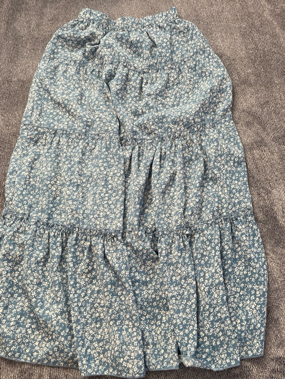 SHEIN Blue Floral Tiered Maxi Skirt